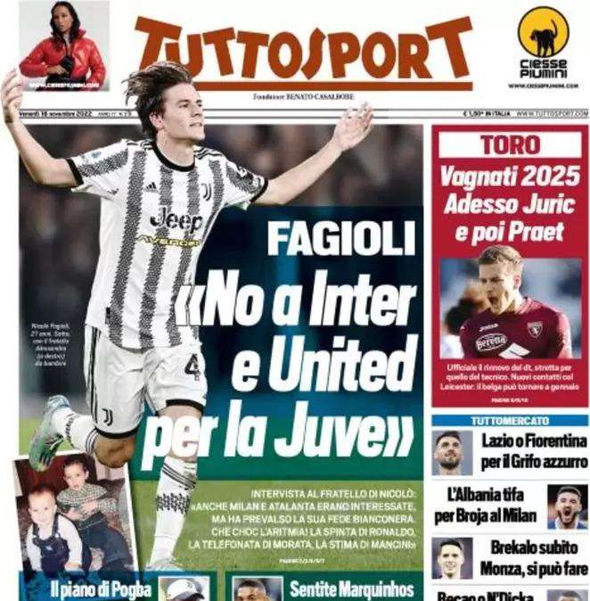 Tuttosport - Fagioli, no a Inter e United per la Juve 