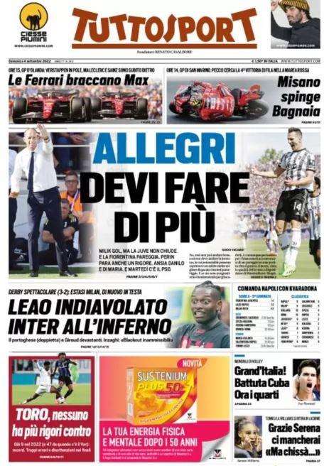 Tuttosport - Allegri, devi fare di più 