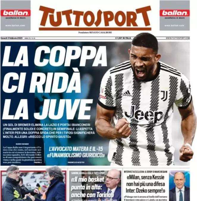 Tuttosport - La coppa ci ridá la Juve 