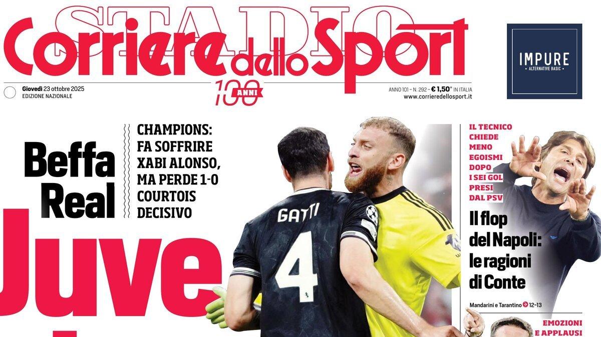 Champions League: Real Madrid beffa la Juventus, Courtois decisivo. Vlahovic spreca, Bellingham non perdona