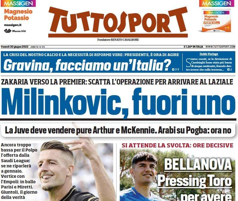 Tuttosport - Milinkovic, fuori uno