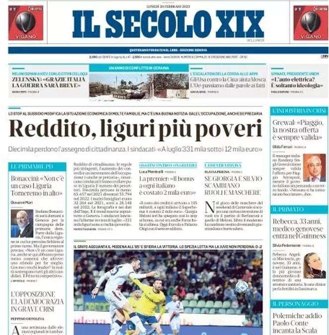 Il Secolo XIX - Lo Spezia gioca, la Juve vince 