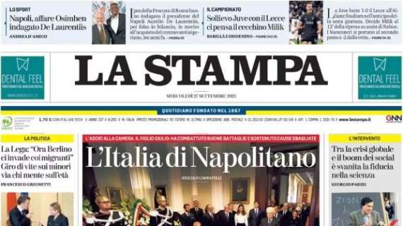 La Stampa - Sollievo Juve, con il Lecce ci pensa Milik