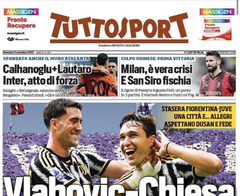 Tuttosport - Vlahovic e Chiesa, due contro tutti