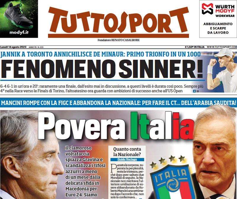Tuttosport - Povera Italia, riecco Berardi, tanti giovani sognano la conferma