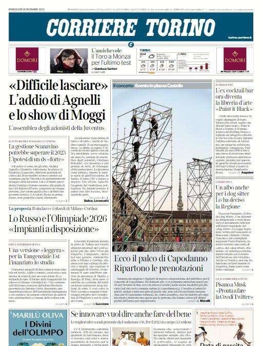 Corriere di Torino - "Difficile lasciare". L’addio di Agnelli e lo show di Moggi.