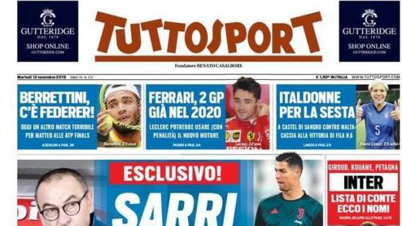 Tuttosport - Esclusivo! Sarri - CR7, la verità. Milan, occhio a Mertens e a Mandzukic