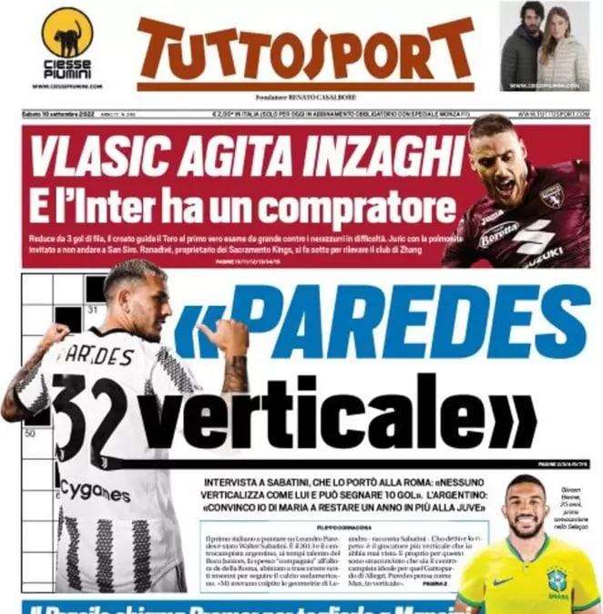Tuttosport - Paredes verticale 