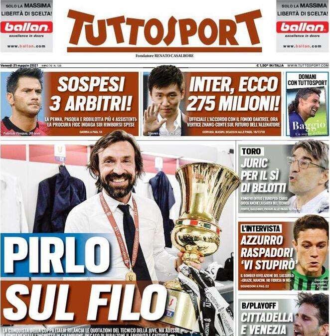 Tuttosport - Pirlo sul filo 
