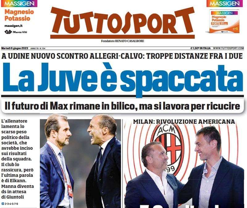 Tuttosport - La Juve è spaccata 