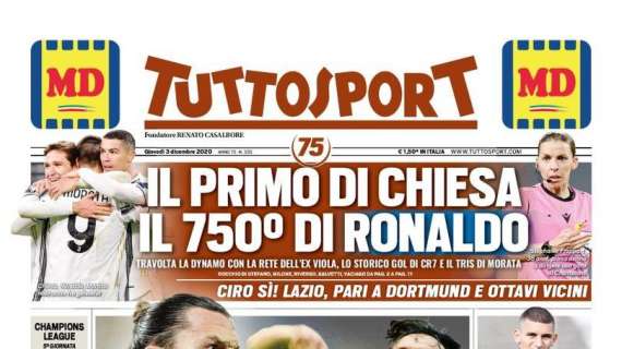 Tuttosport -: Il primo di Chiesa il 750° di Ronaldo
