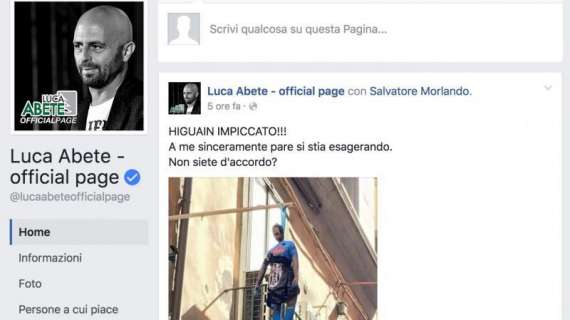 Follia a Napoli: Higuain "impiccato". Luca Abete: "Mi pare si stia esagerando..."