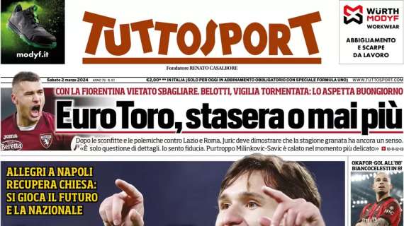 Tuttosport - Juve, c’è di nuovo Fede, tutto nel segno di Giuntoli