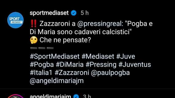 L'attacco di Zazzaroni: "Di Maria un cadavere calcistico". Il Fideo risponde con una risata