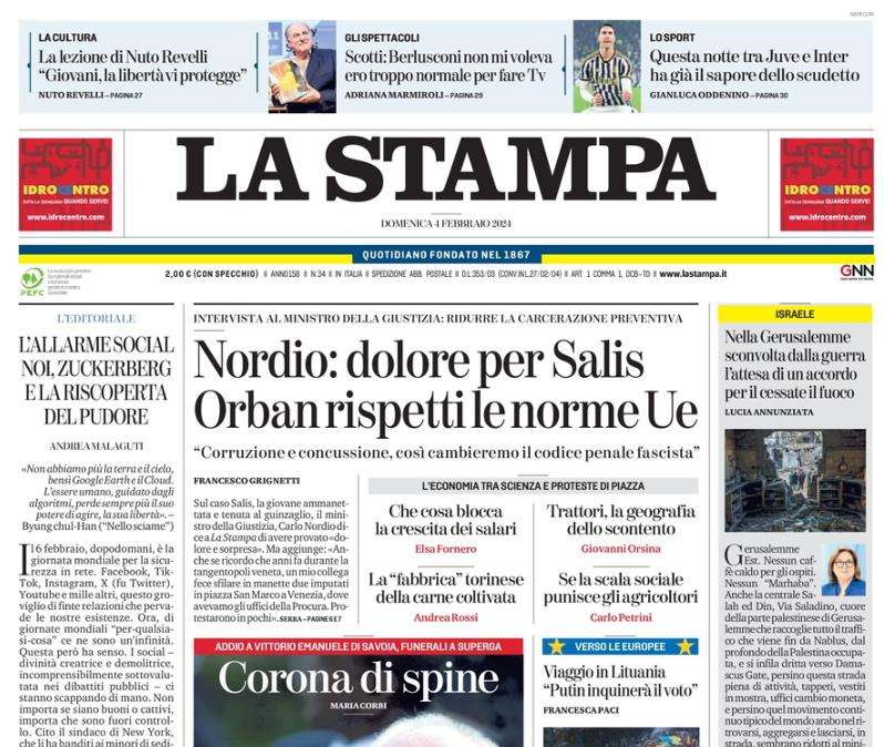 La Stampa - Inter e Juve, sfida dal sapore di titolo?
