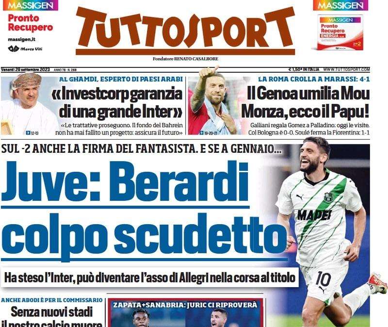 Tuttosport- Juve, Berardi colpo Scudetto 