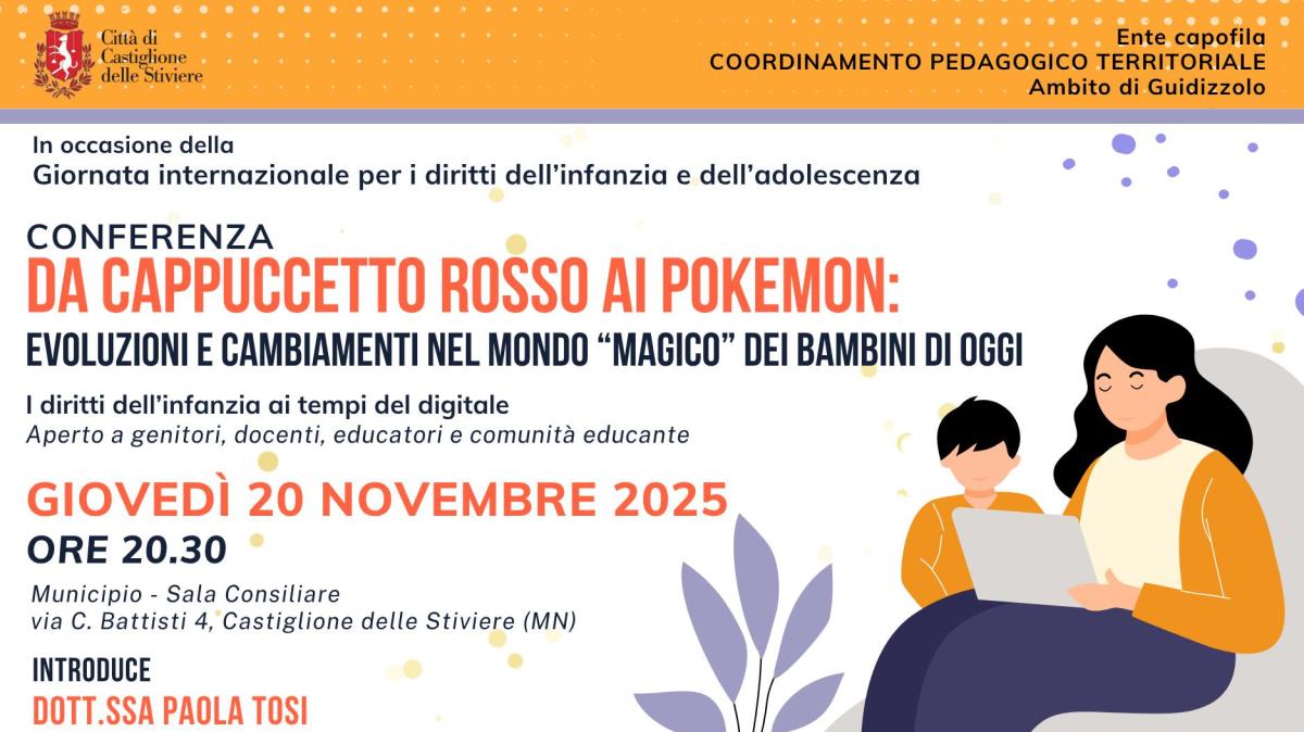 Giornata Internazionale Infanzia Adolescenza: giovedì conferenza a Castiglione