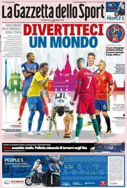Mondiale, Gazzetta dello Sport: "Divertiteci un mondo"
