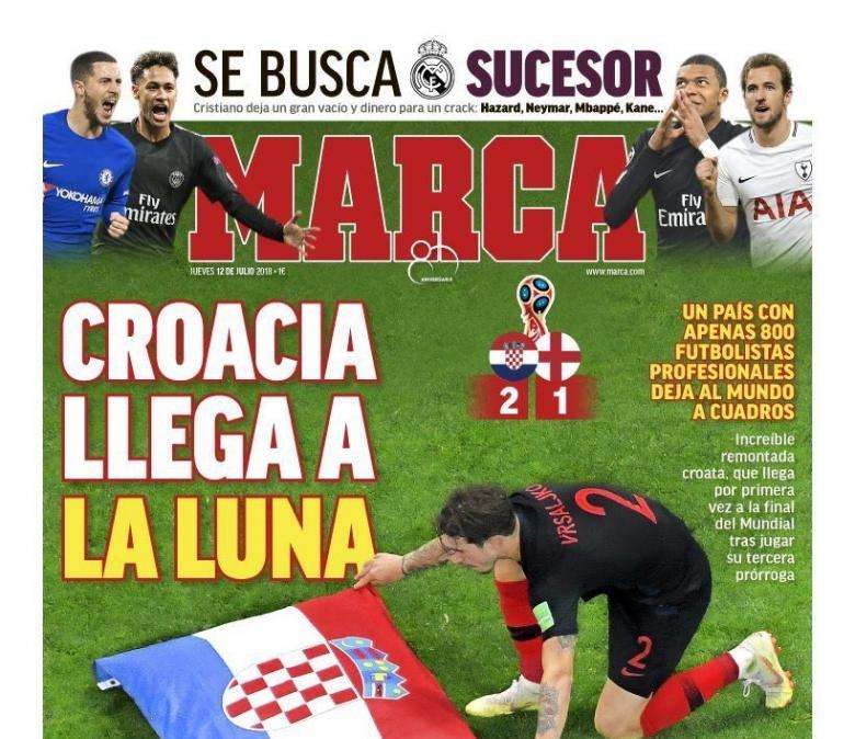 Marca in prima pagina: "La Croazia arriva sulla luna"