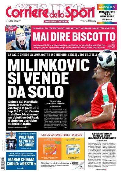Corriere dello Sport in prima pagina: "Mai dire biscotto"
