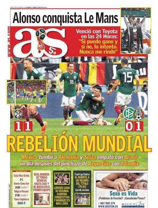 L'apertura di AS sul trionfo del Messico: "Ribellione Mondiale"