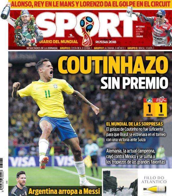L'apertura di Sport sul Brasile: "Coutinho senza premio"