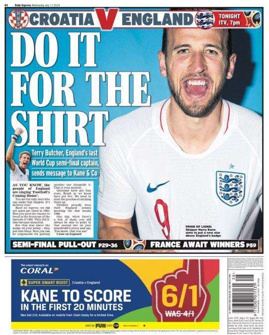 Daily Express dà una motivazione in più all'Inghilterra: "Fatelo per la maglia!"