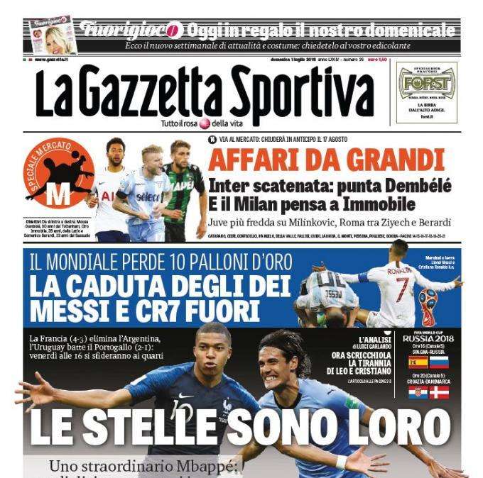 La Gazzetta dello Sport: "Le stelle sono loro"