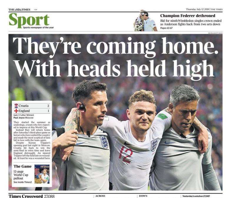 "Tornano a casa", The Times dopo il ko dell'Inghilterra: "Ma a testa alta"