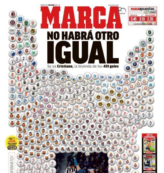 Marca saluta Cristiano Ronaldo: "Non ci sarà un altro come te"