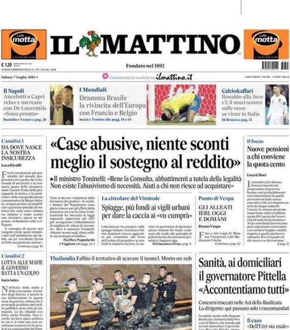 Il Mattino: "Dramma Brasile, la rivincita dell'Europa con Francia e Belgio"