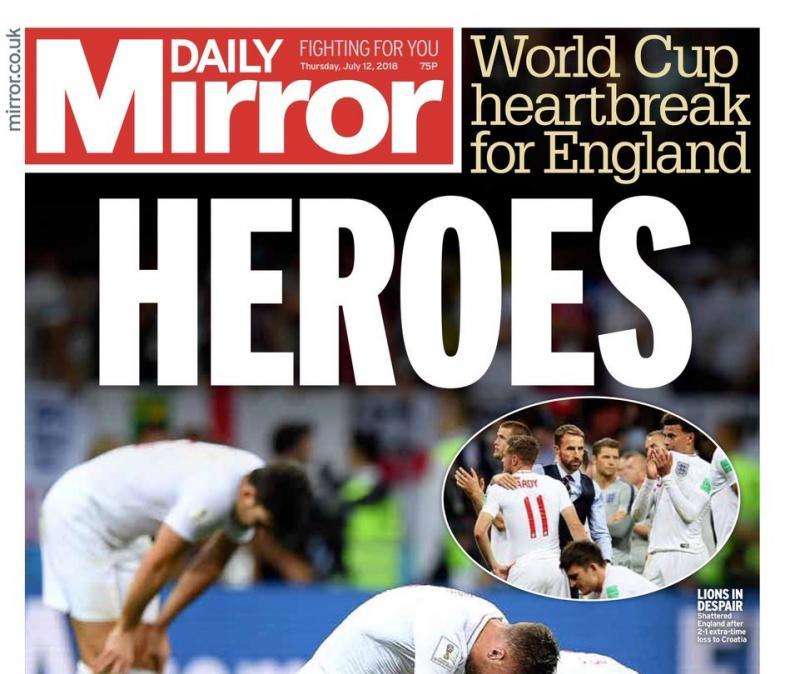 Inghilterra, il Daily Mirror titola: "Eroi!"