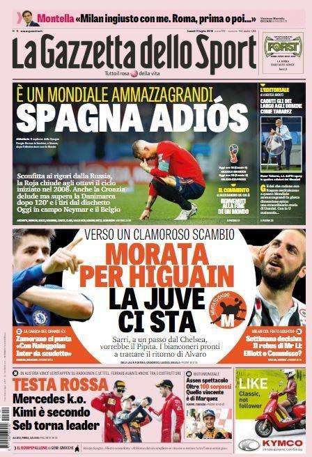 Gazzetta dello Sport: "Spagna adios"