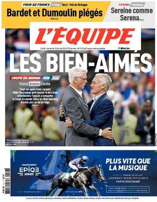 Francia, L'Equipe: "Les biens-aimés"