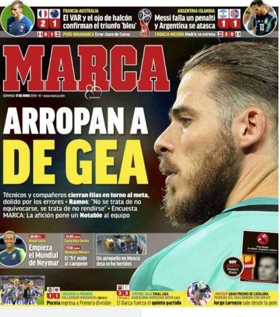 Spagna, Marca: "Proteggono De Gea"