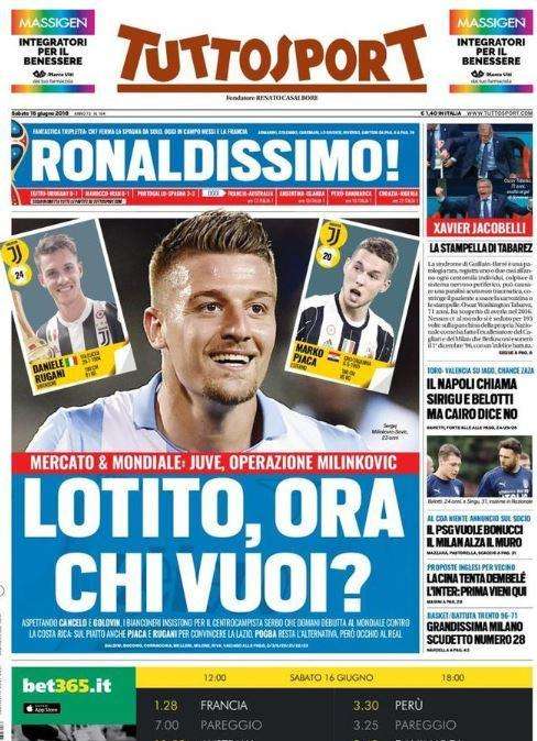 L'apertura di Tuttosport sul Mondiale: "Ronaldissimo"