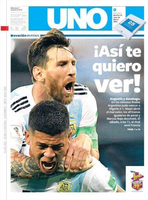 Argentina, Diario Uno festeggia la qualificazione: "Così voglio vederti!"