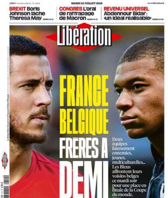 Francia-Belgio, Liberation e la stessa faccia della sfida: "Fratelli a metà"