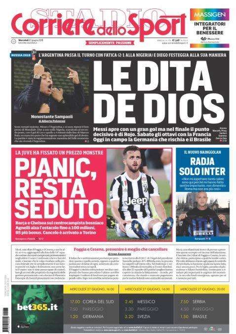 Maradona fa ancora discutere, il Corriere dello Sport: "Le dita de Dios"