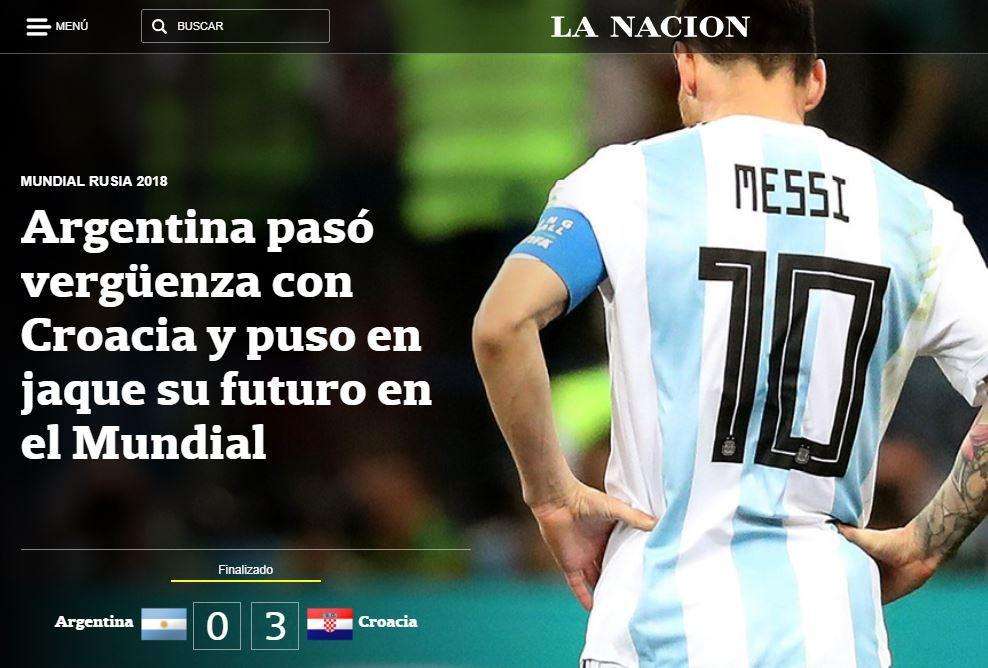 La Nacion: "Vergogna Argentina contro la Croazia. Mondiali a rischio"