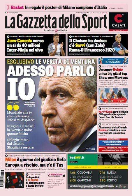 L'apertura della Gazzetta: "Super Belgio, unica big già al top"