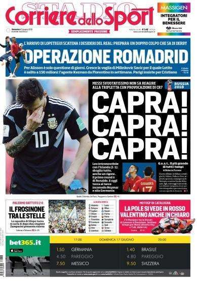 Corriere dello Sport: "Capra! Capra! Capra!"