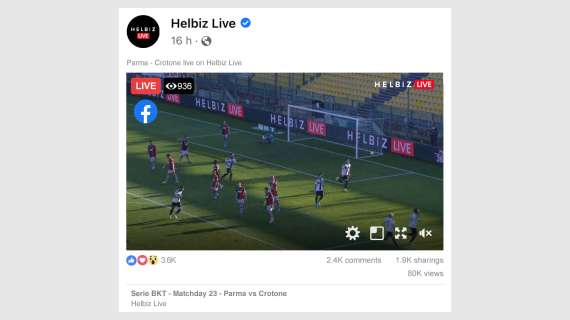 La Serie B sbarca in diretta su Facebook con Helbiz