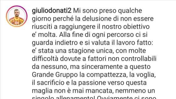 Donati su Instagram: "Lecce, ripartiamo più determinati". Sfuma il trasferimento al Monza? 