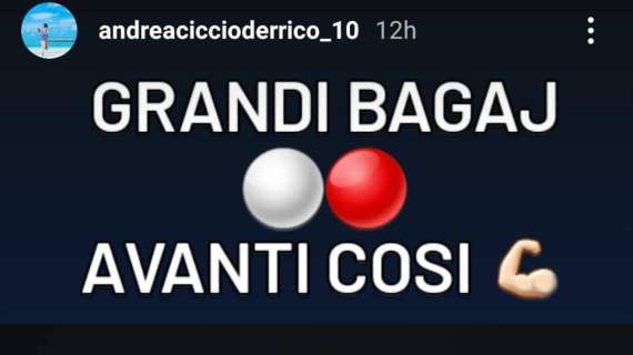 D'Errico e la storia instagram: "Grandi Bagaj, Avanti così"