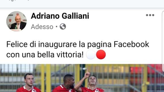 Galliani sbarca su Facebook: "Felice di inaugurare la pagina con una bella vittoria"