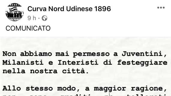 FOTO - Anche Ultras Udinese si uniscono: “Qui nessun tipo di festa dei napoletani!”