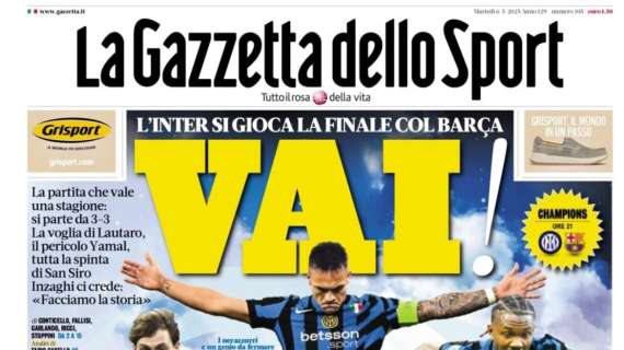 La Gazzetta dello Sport: "L'Inter si gioca la finale col Barcellona"