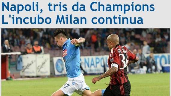 FOTO - "Tris da Champions", Sportmediaset elogia il Napoli e ammette: "Milan da incubo"