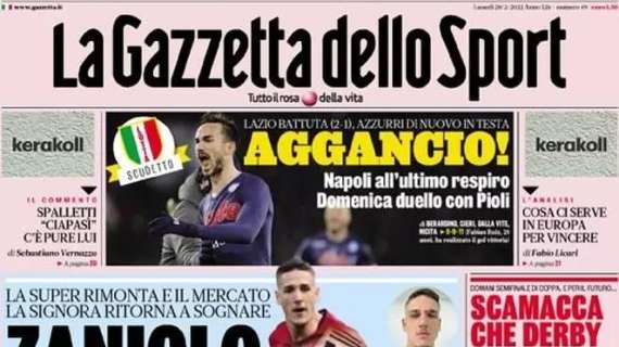 PRIMA PAGINA - Gazzetta: "Napoli, aggancio all'ultimo respiro!"